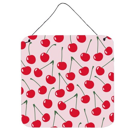 Carolines Treasures Cherries on Pink Wall or Door Hanging Prints BB5139DS66